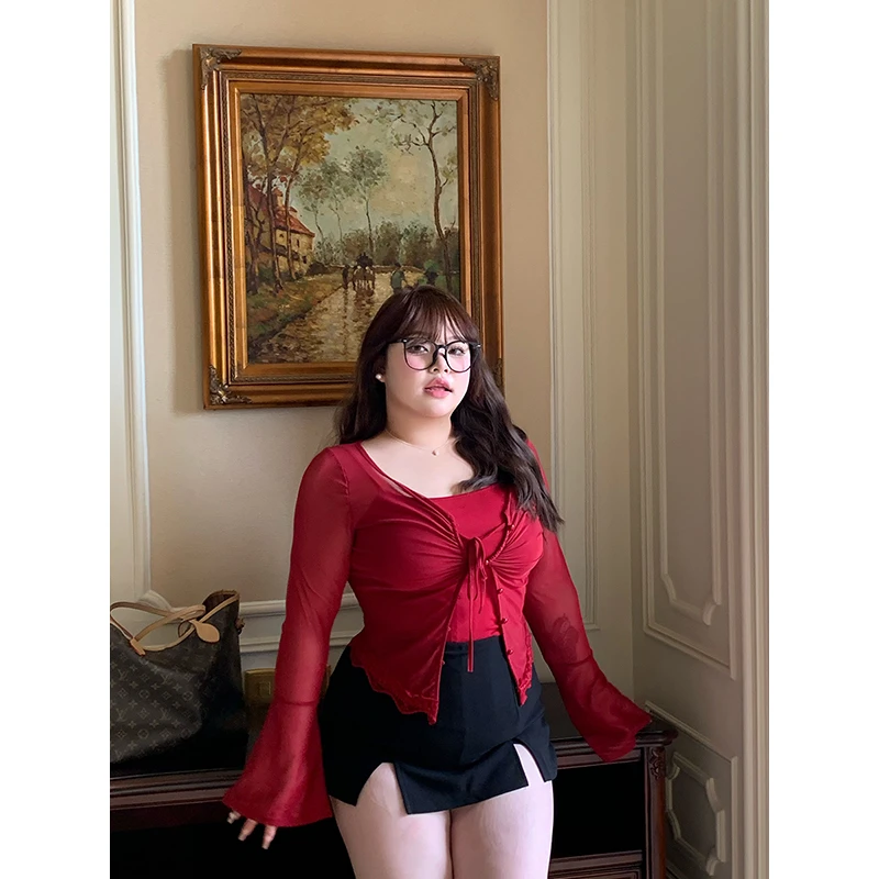 2958 微胖大码夏季黑色半身裤裙御姐高腰显瘦包臀开叉A字裙