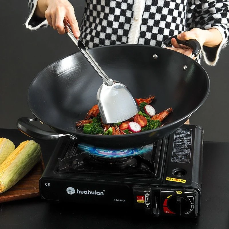 正宗家用真不绣铁锅炒锅健康天然气圆底锅老式双耳无涂层炒锅