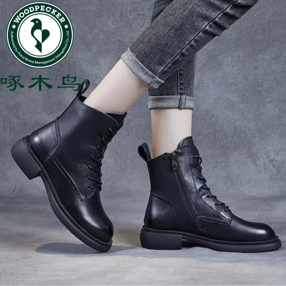 【啄木鸟品牌】秋冬上新专柜正品加绒加厚休闲舒适保暖马丁靴11372