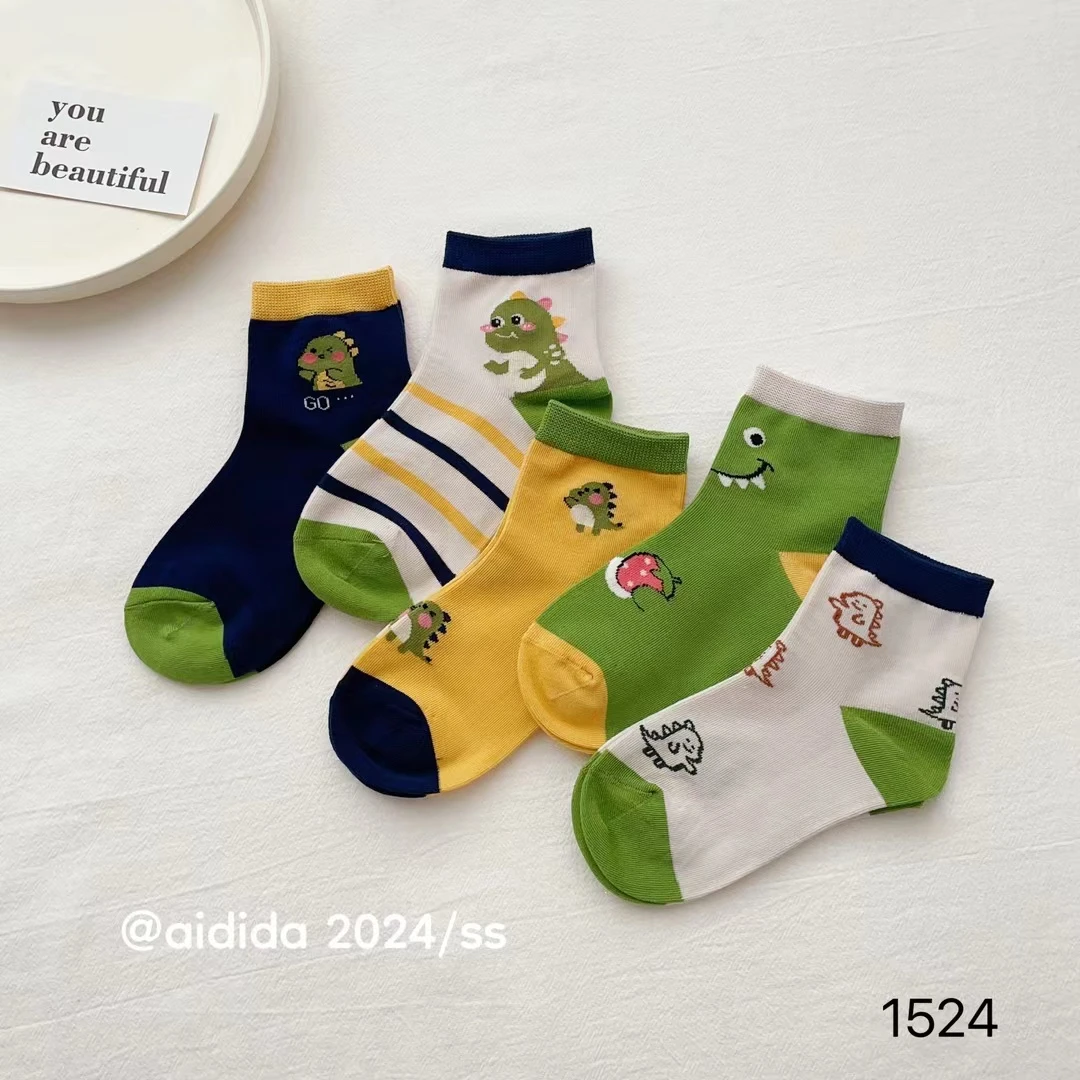 爱 儿童短筒运动袜五双装24码-38码