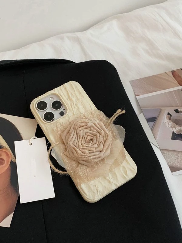 高级感纹路复古干枯玫瑰软壳防摔苹果14promax/15/13/12pro11