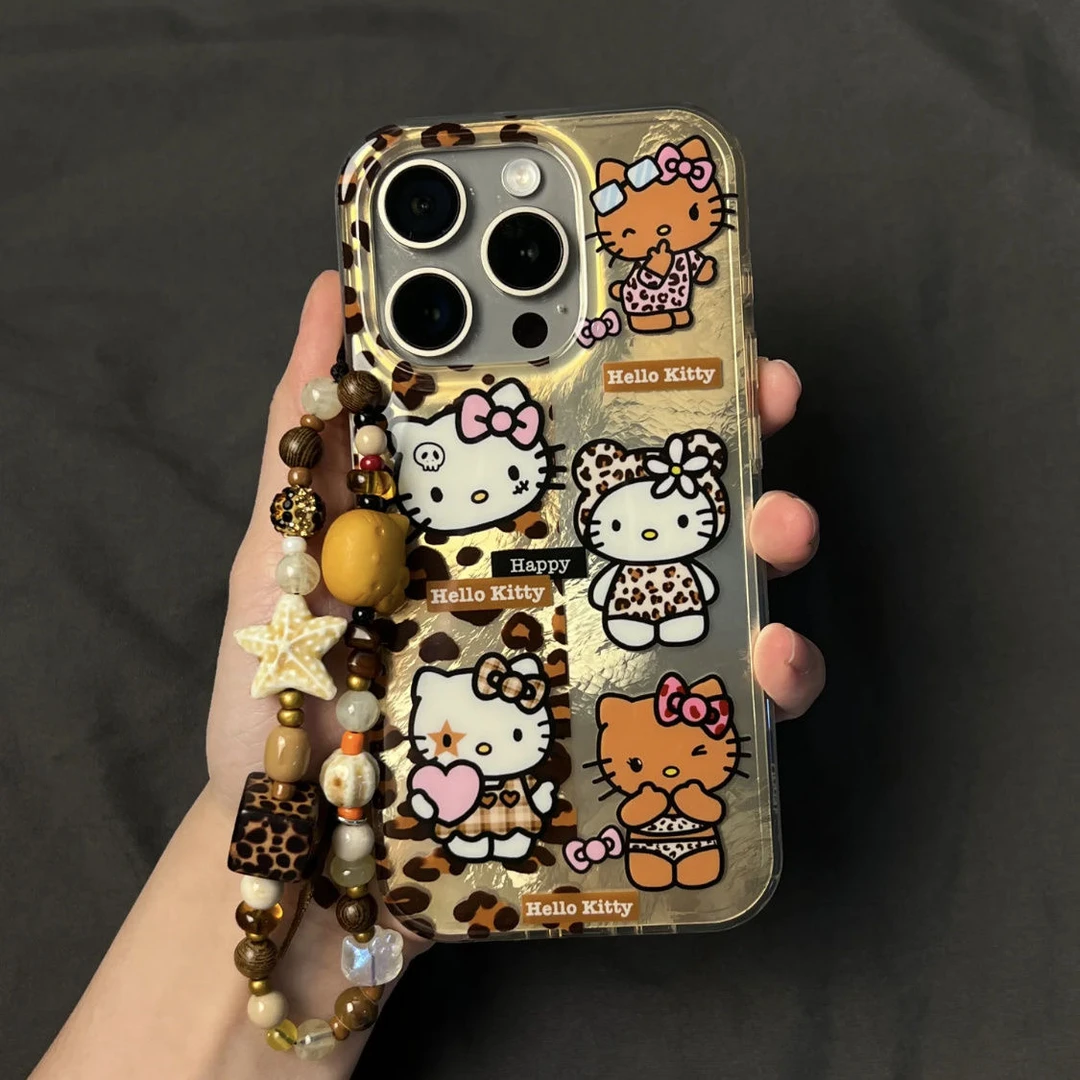 ins豹纹kitty酱辣妹苹果16/17pro手机壳15/12直边11安卓华为女xs