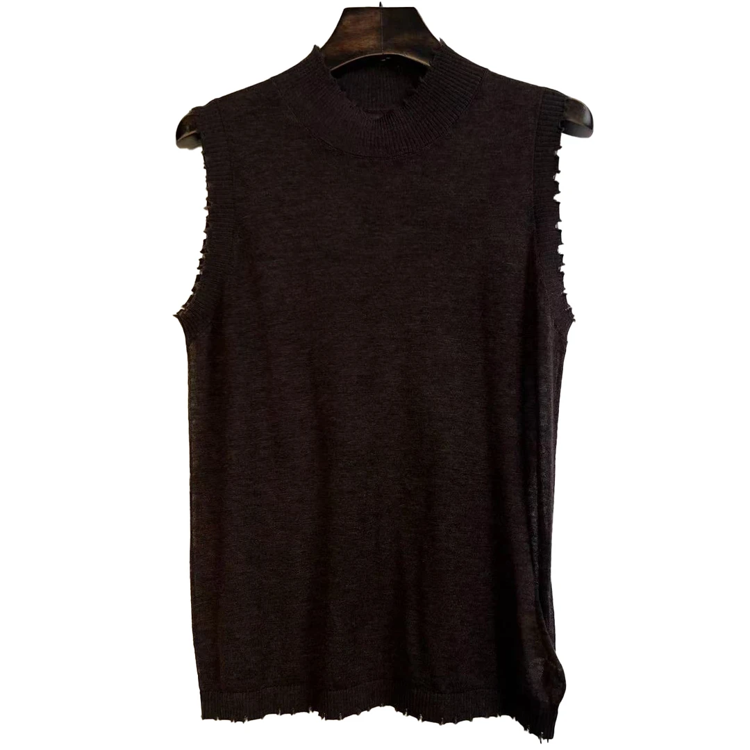 百搭休闲舒适高领羊毛无袖小坎肩4310SW037