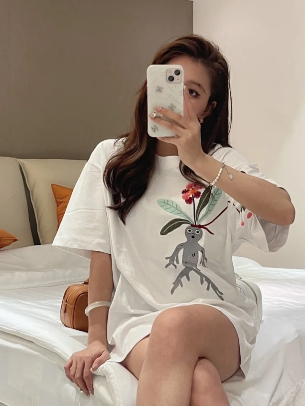 【曼徳拉草】FA CAI新款人生如意曼德拉草娃娃刺绣短袖百搭T恤男女