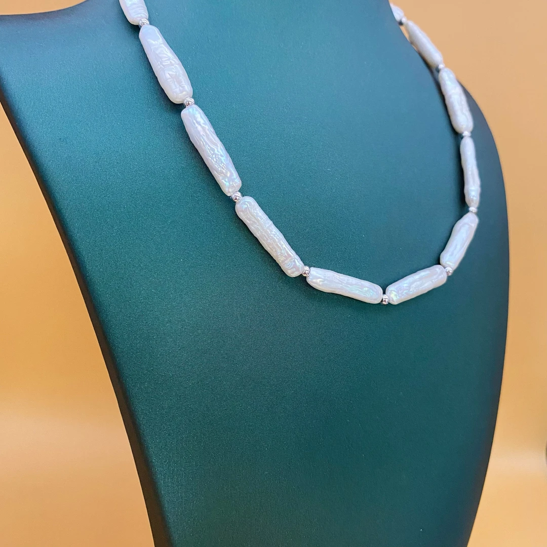 吊坠925银 3386天然小银条素款珠宝项链颈链简约欧美个性设计款女