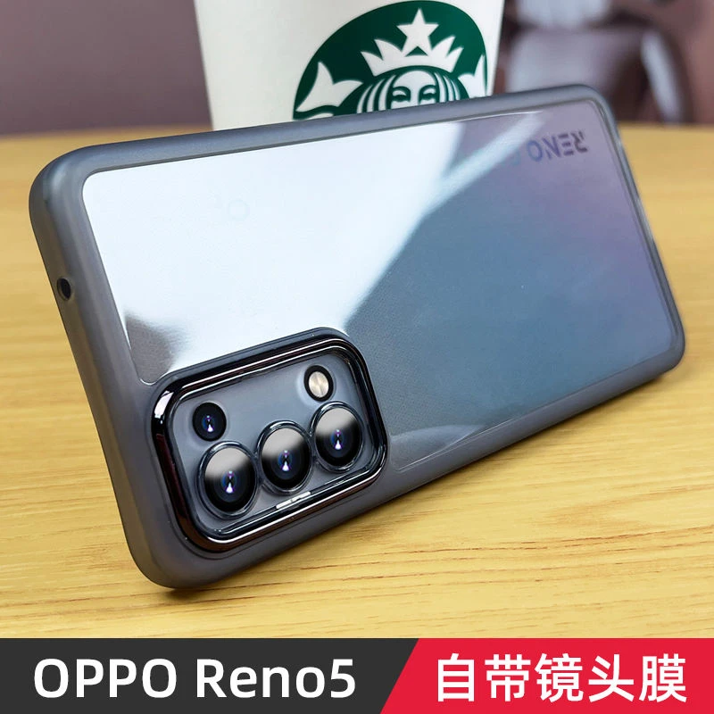 reno5自带镜头膜手机壳reno5pro新款全包OPPO防摔磨砂透明软曲屏