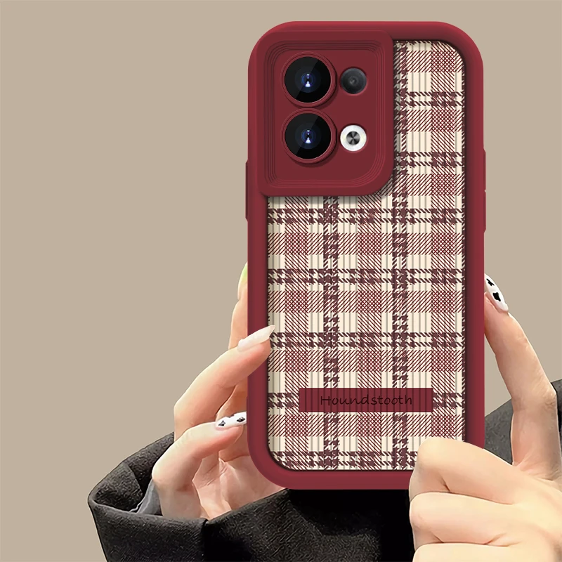 OPPO Reno8手机壳网格布纹款简约硅胶全包防摔软壳高颜值个性女款
