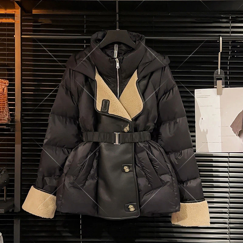 【现货】复古设计显瘦棉服网红时尚气质连帽短款棉衣女2025冬季新款