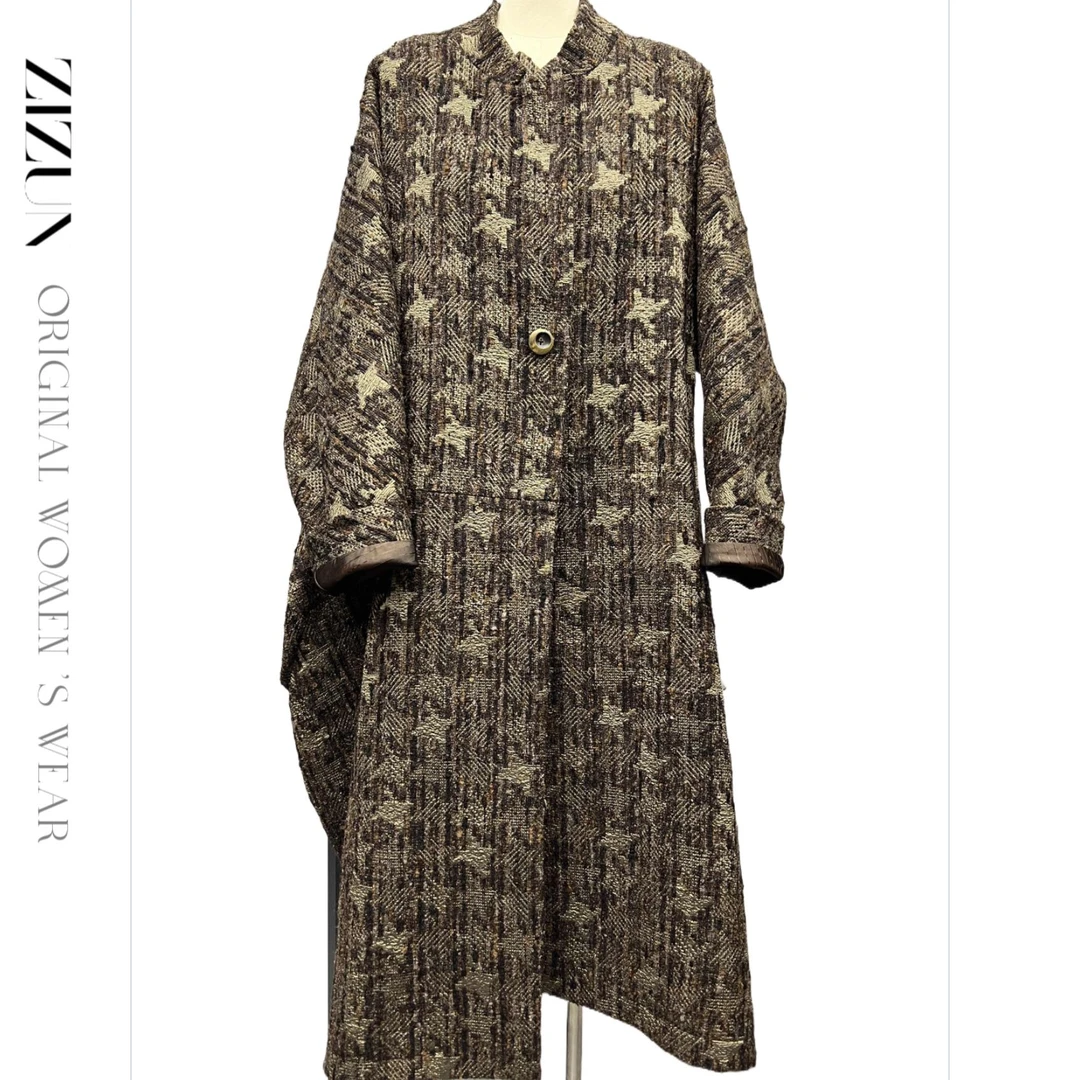 ZIZUN/姿の尊秋冬设计师宽松气质时尚中长款大衣