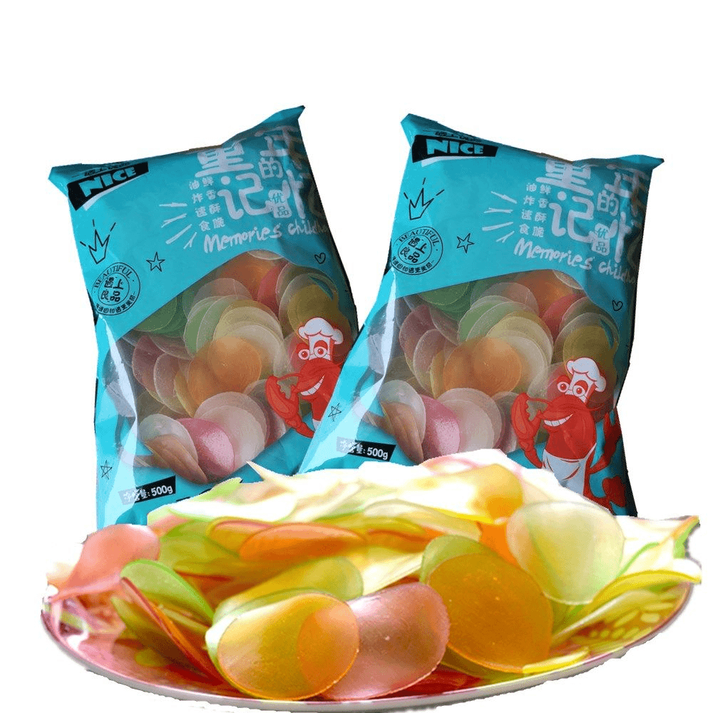 龙虾片鲜虾片自己炸 油炸膨化大连特产虾片 五彩虾片自炸休闲零食