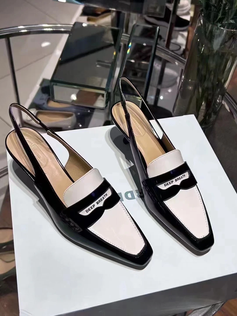 DEEP BREATH深呼吸新款复古小方头法式牛皮细跟单鞋高跟鞋AX11129