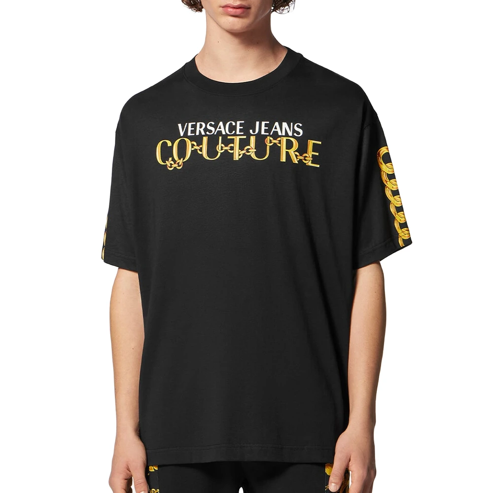 VERSACE JEANS COUTURE男款夏季圆领棉质印花短袖T恤衫E75GAHF01