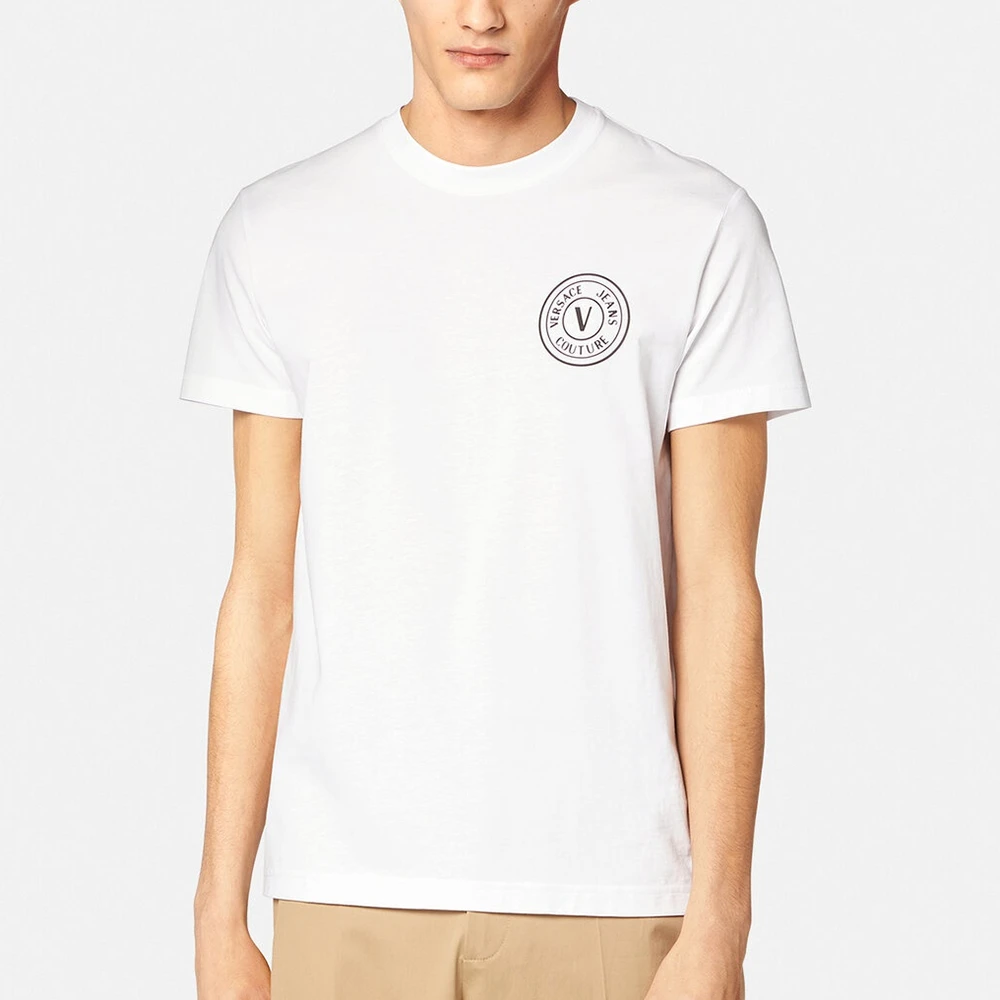 VERSACE JEANS COUTURE男款纯色休闲夏季圆领舒适经典男士短袖T恤