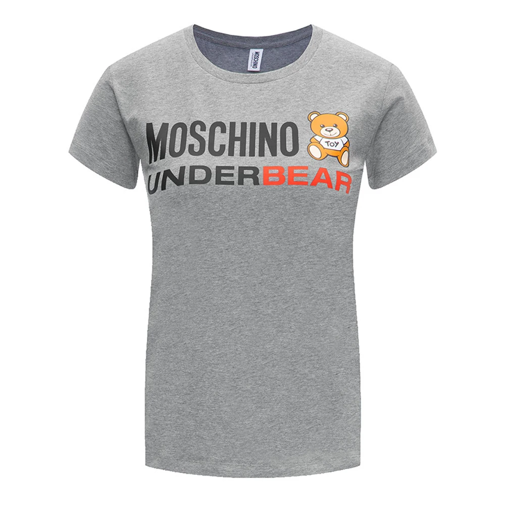 Moschino/莫斯奇诺 女士棉质时尚微标印花饰短袖T恤衫 A1904-9003