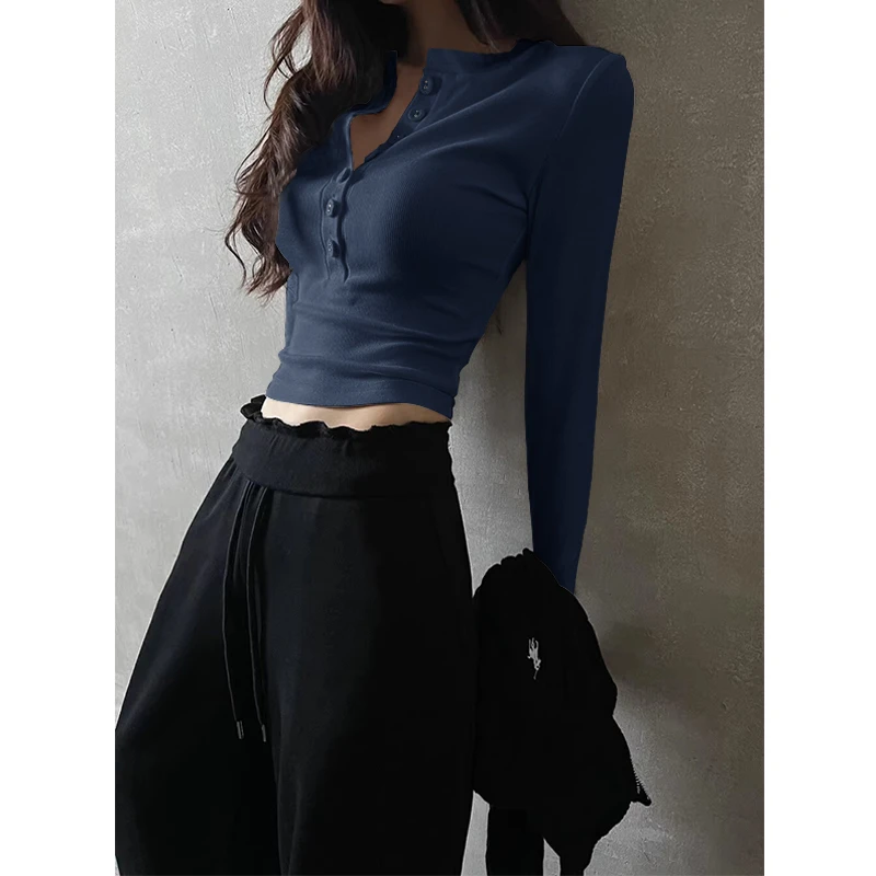 辣妹气质修身长袖打底衫女内搭春秋新款正肩长袖T恤女上衣