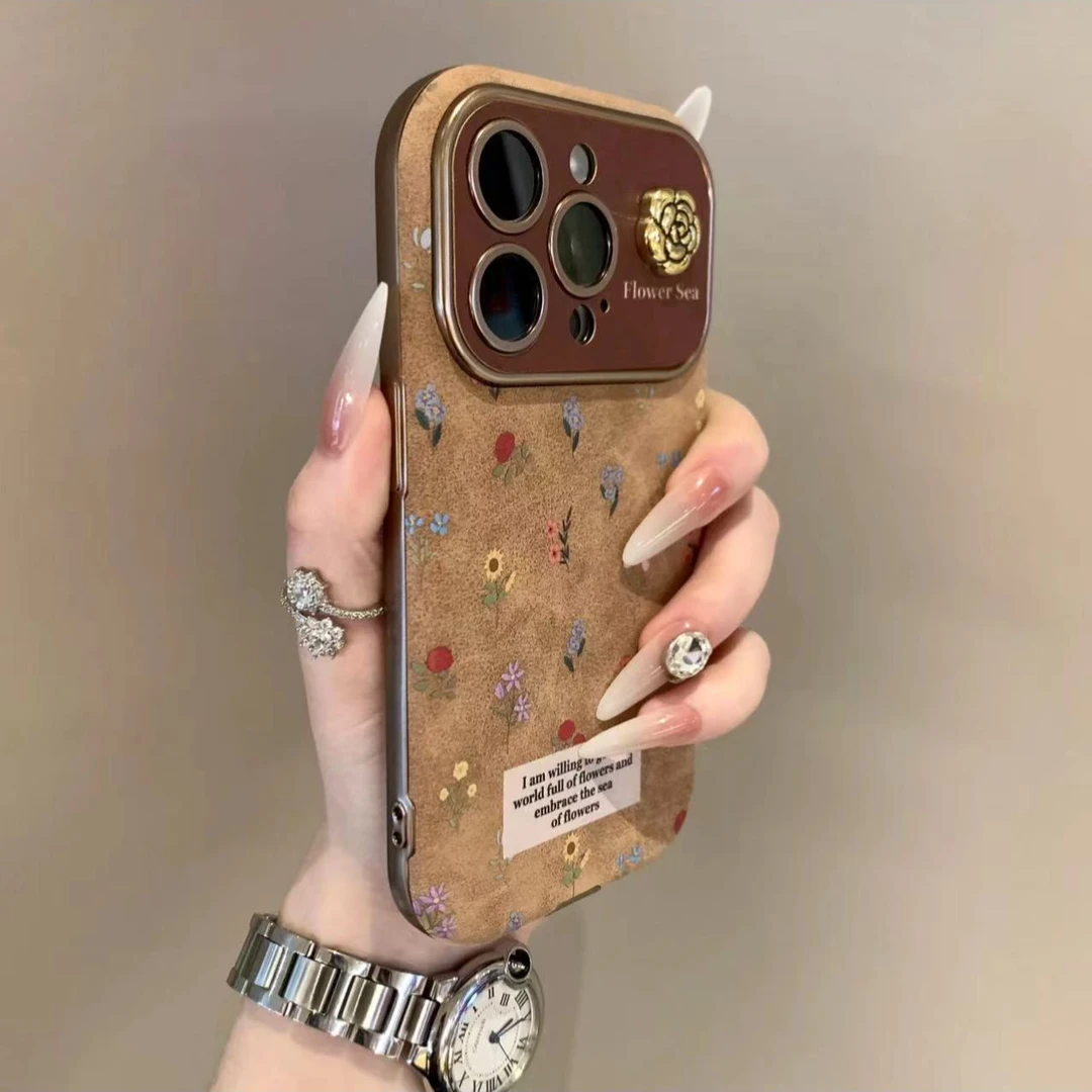 新款沙漠金满屏小碎花适用iPhone16手机壳15promax苹果14防摔13女