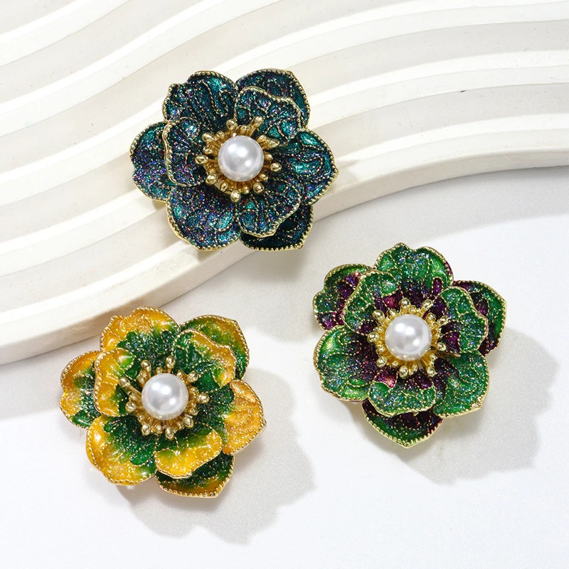 复古山茶花胸针高档植物花卉花朵气质别针胸花女时尚别针百搭配饰