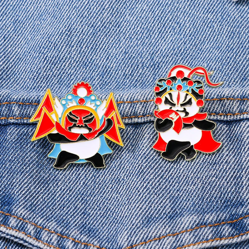 中国风京剧变脸熊猫胸针戏曲熊猫徽章高档礼品百搭时尚服装包配饰