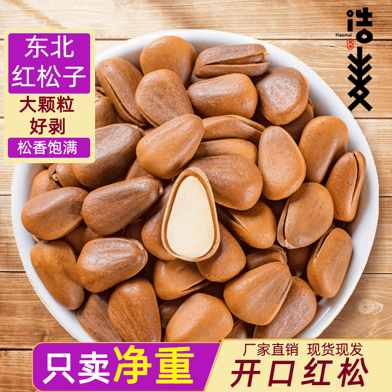 【净重新货】2023东北开口红松子散装500g孕妇营养大颗粒饱满