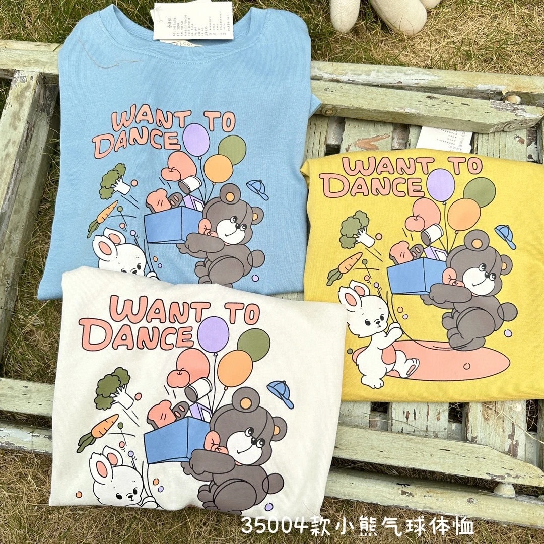 女童短袖T恤夏季洋气百搭小熊气球35004