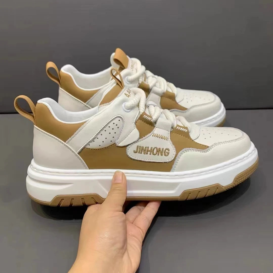 春运动鞋小白鞋板鞋时尚休闲鞋男士白色百搭低帮厚底潮流潮鞋透气