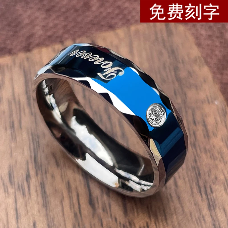 钛钢锆石戒指  INS个性钛钢男士戒指日韩版潮人男食指小众高级戒