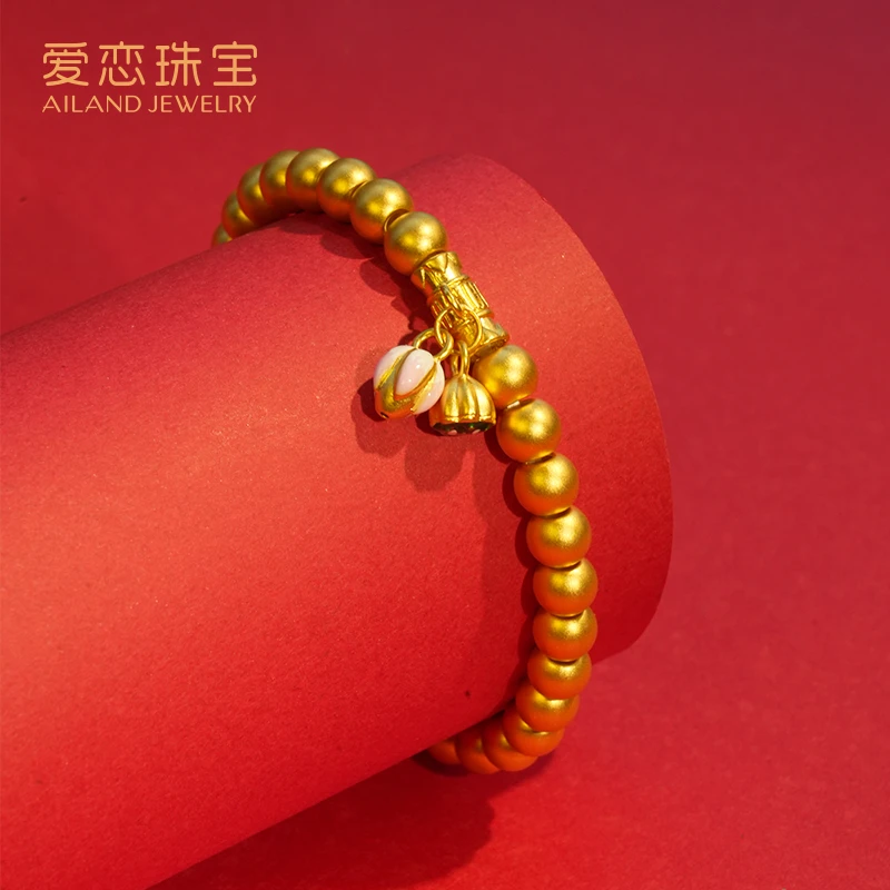 爱恋珠宝两世欢莲蓬好事莲莲足金999金珠手串女款百搭