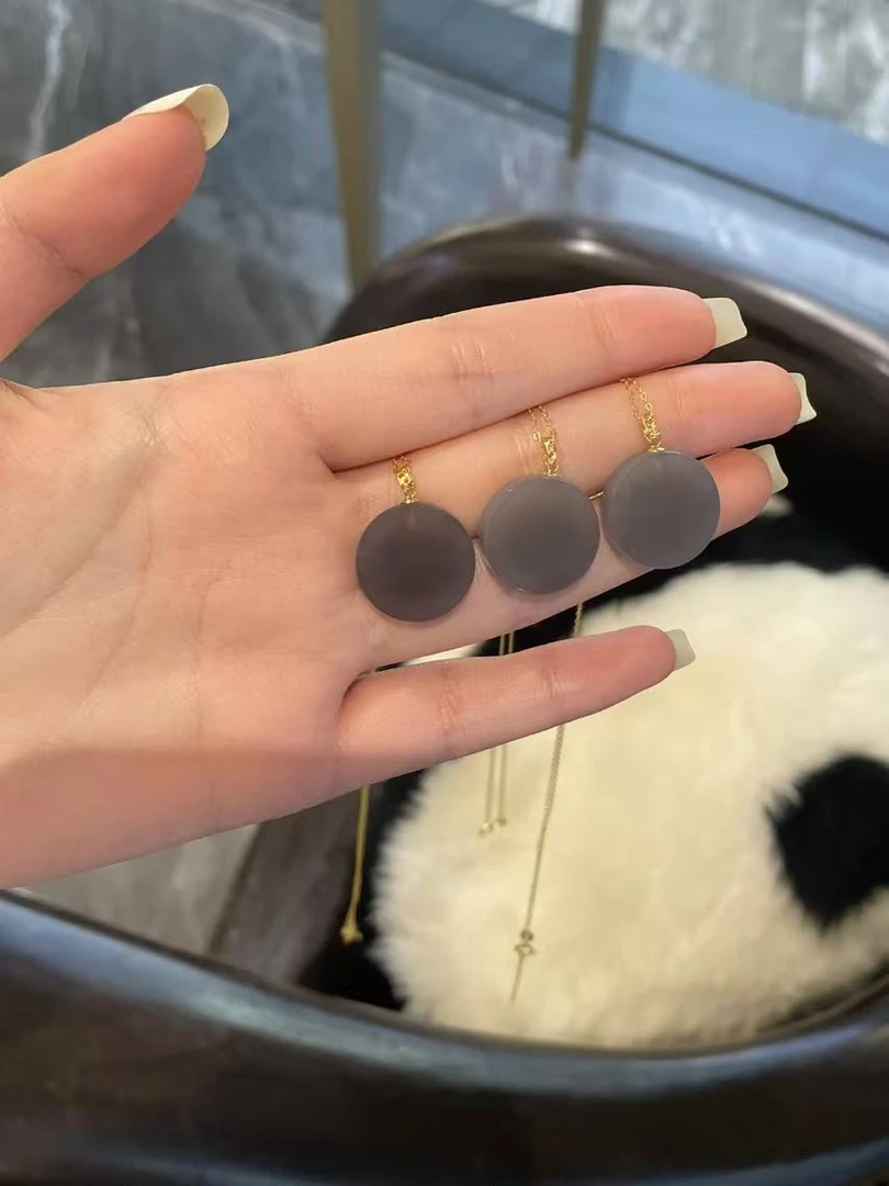 和田玉吊坠紫烟朦胧18k金镶嵌多样性发其一气质精美时尚高级百搭