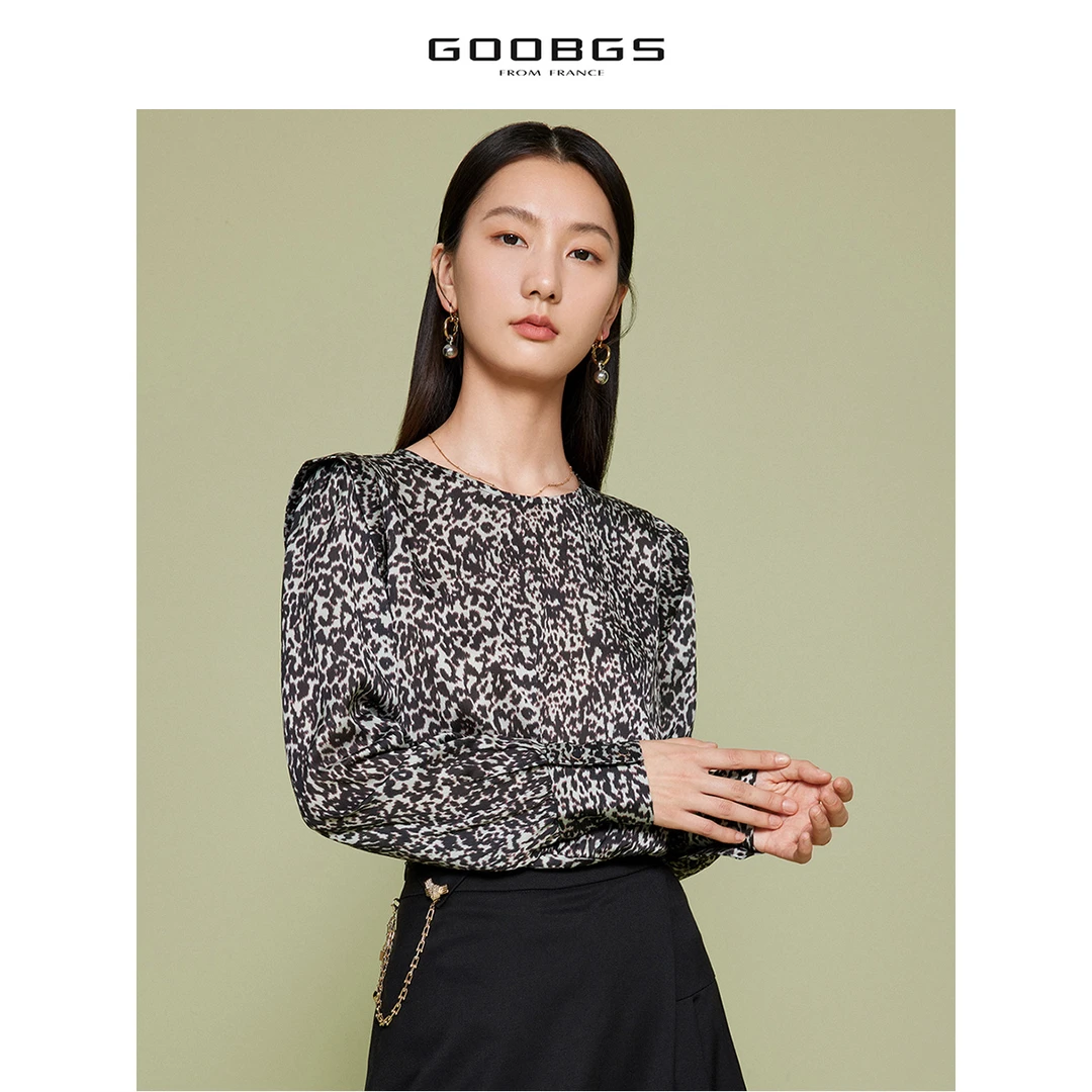 【小余专属】G2315517圆领豹纹衬衣