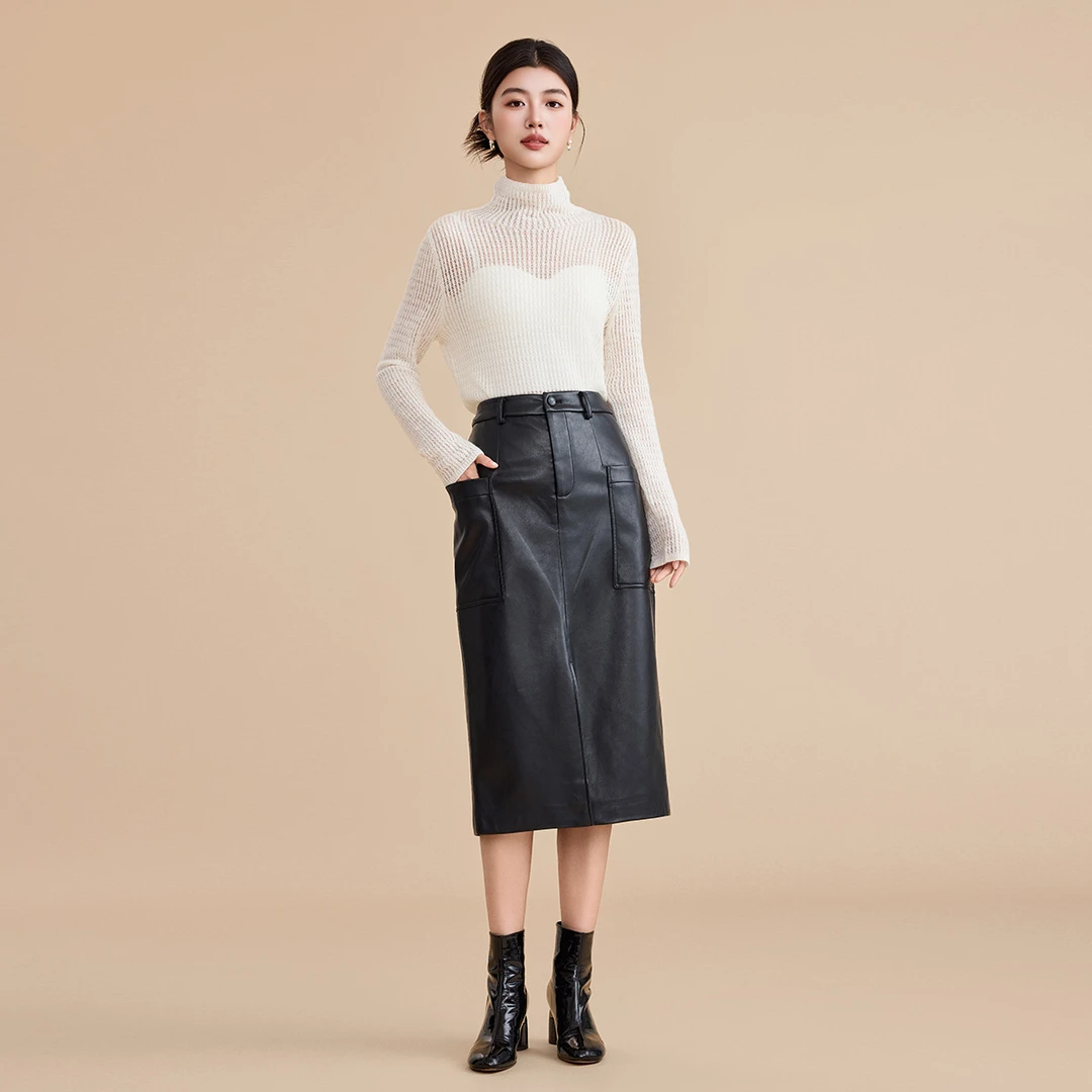 【小余专属】谷邦GOOBGS 绵羊毛高领毛针织衫女 G4471119-6