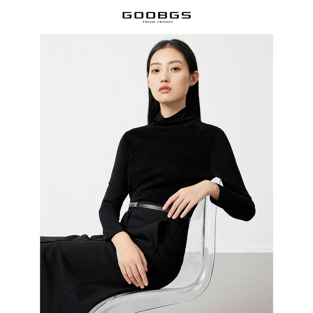 【小余专属】谷邦GOOBGS 绵羊毛驼色半高领套头毛衫 G2471247