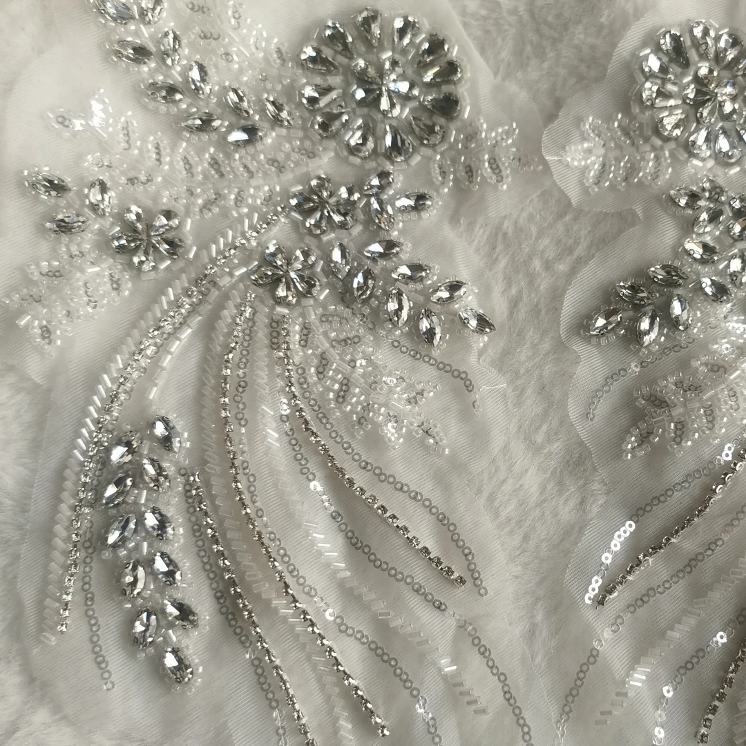 373号【DIY】服饰配件重工手工缝制玻璃钻丹凤图案贴布