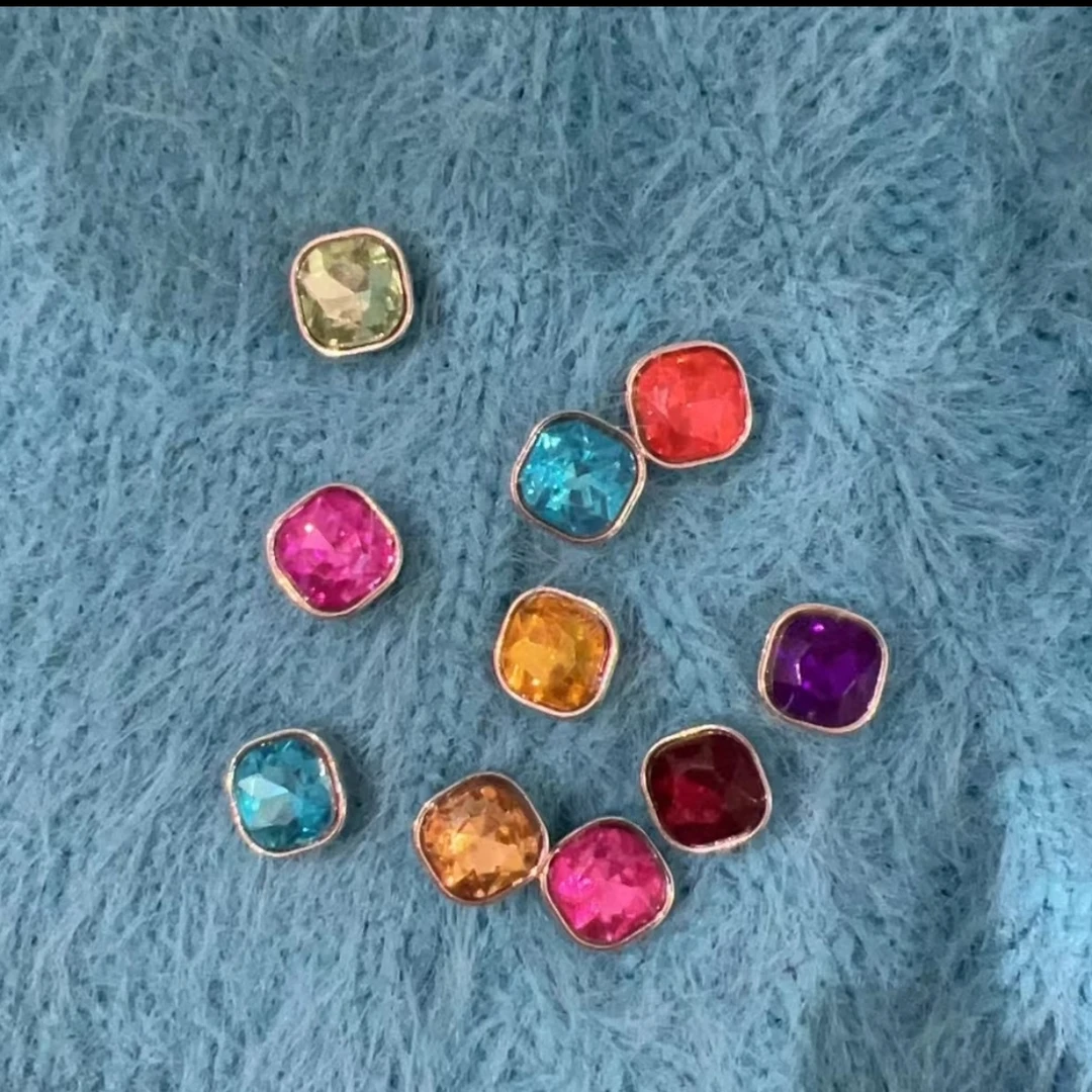 520号服饰配件高档玻璃钻纽扣高品方形水晶紫孔雀蓝DIY钻