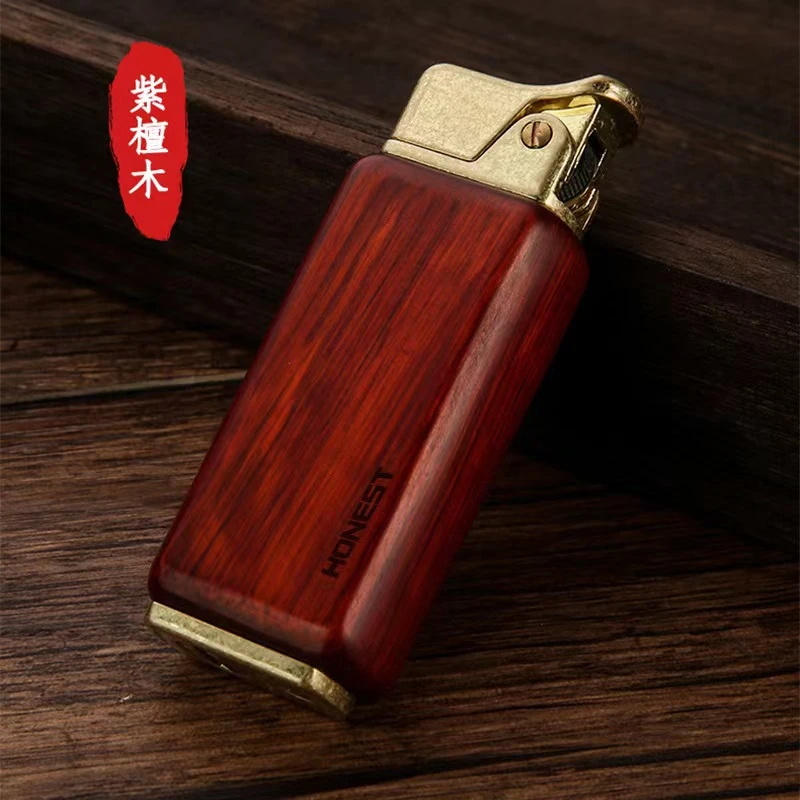 翘嘴紫檀百诚檀木煤油火机新款个性创意包木壳送男友老公按压式