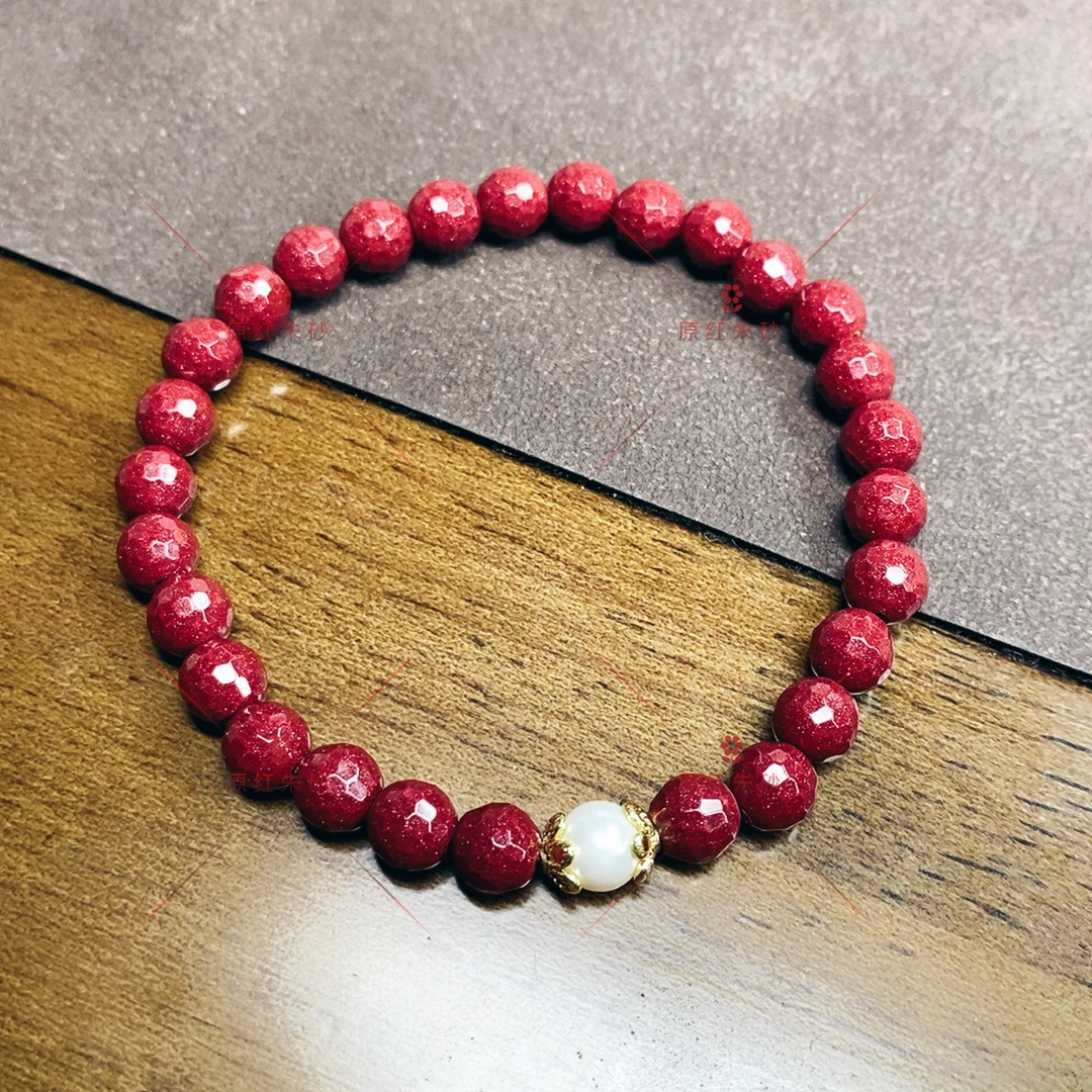 含辰砂工艺品紫金砂钻切面手串卡6mm