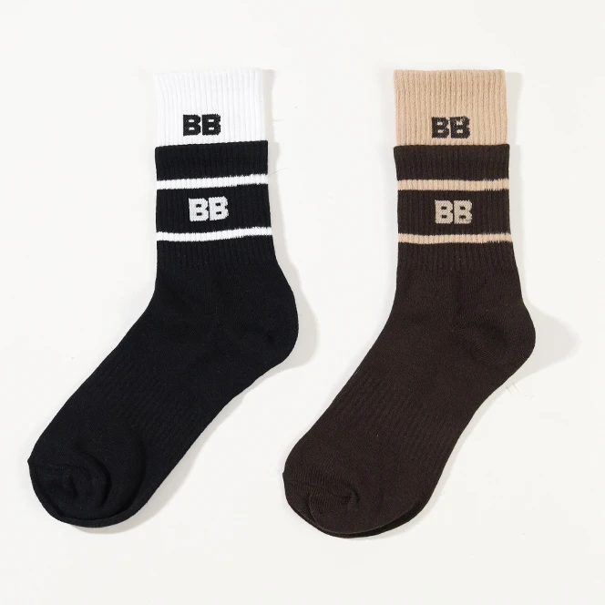 BB 【抗菌长筒袜】防臭袜拼接远动长袜T袜恤【到手2双】MZWZ001