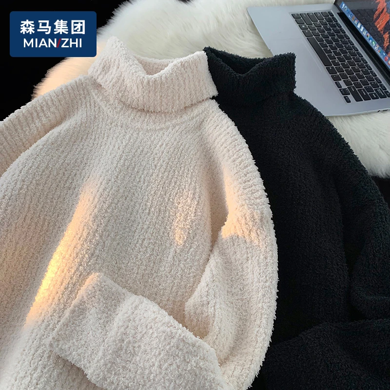 棉致潮流高领慵懒感ins毛衣穿搭男女套头针织衫秋冬加厚保暖宽松