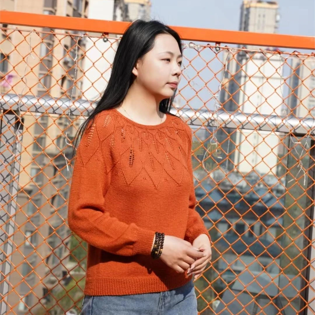 凯澜月牙《枫叶》月牙材料包含教程 羊毛线舒适保暖 手工针织毛线