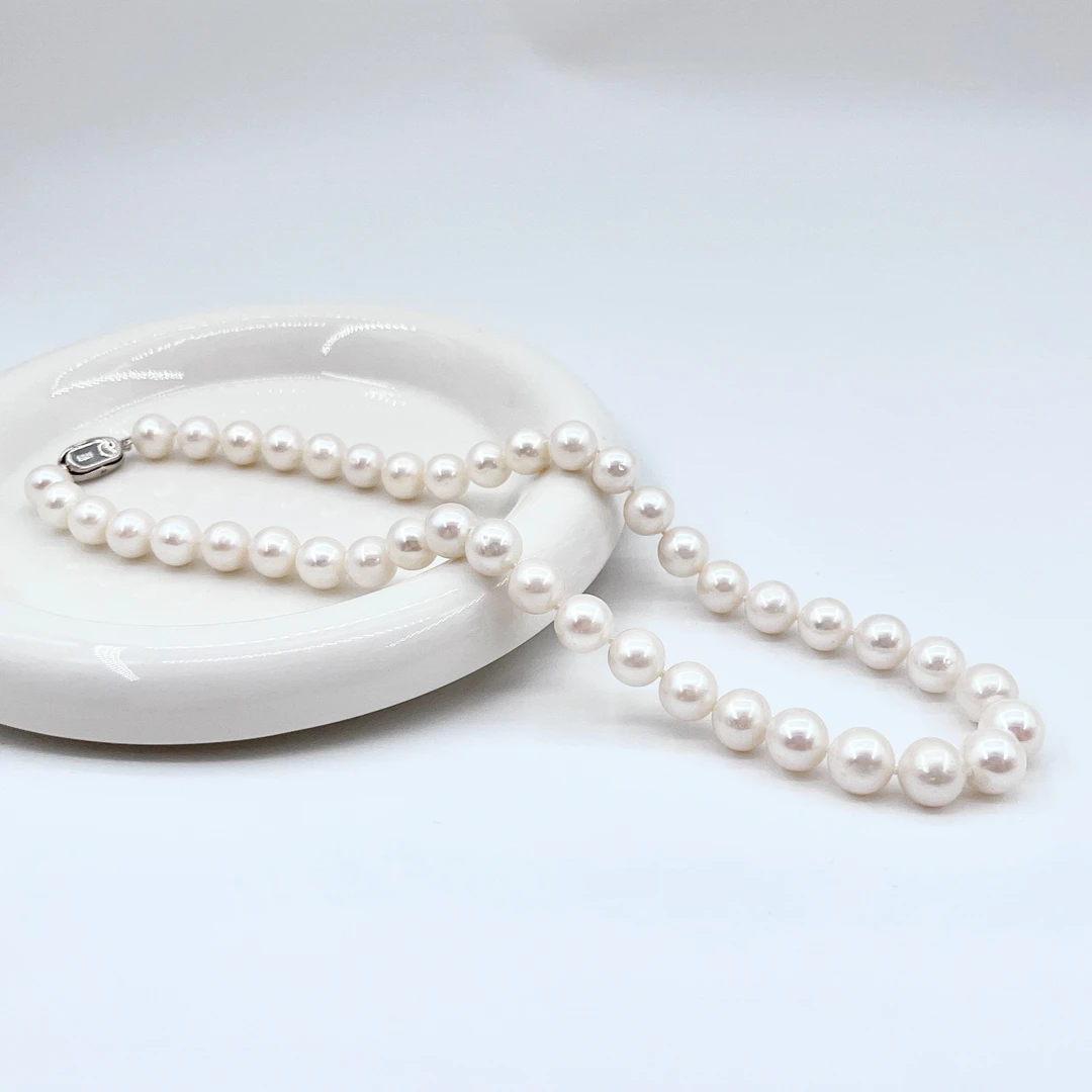 【英恺.高定】S925银9-10mm淡水无核珍珠项链