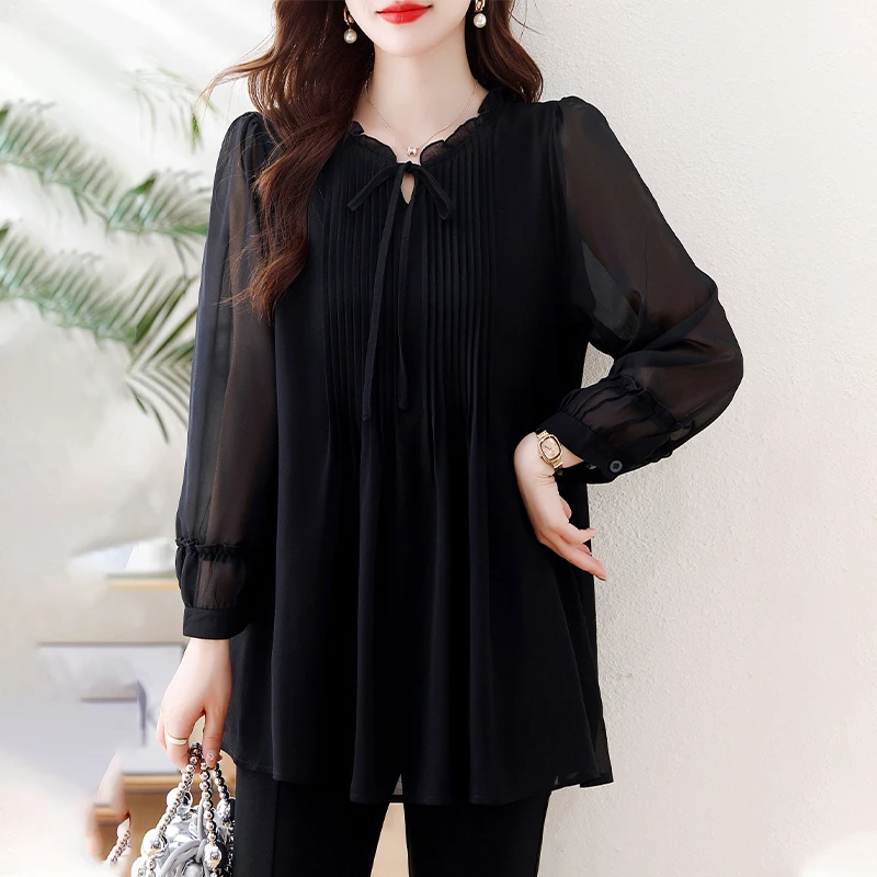 设计感时尚衬衫女2025早秋新款大码宽松休闲显瘦遮肚减龄薄款上衣