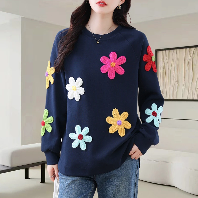 设计感减龄大码卫衣女装2025秋冬新款内搭慵懒风宽松正肩长袖上衣