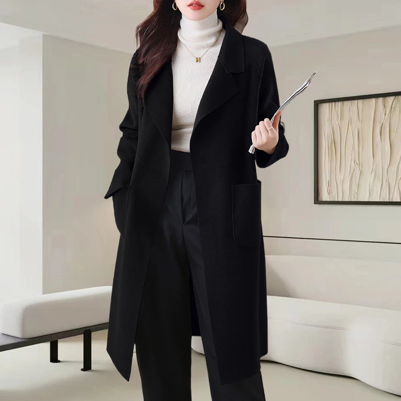 大码女装中长款毛呢外套2025新款冬装高级感宽松法式洋气显瘦大衣