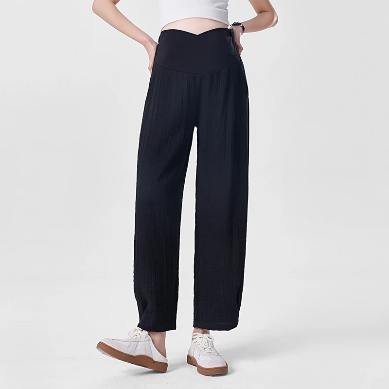 ELLIE&LUKE孕妇裤春夏外穿小个子棉麻气球裤低腰直筒阔腿裤夏季薄