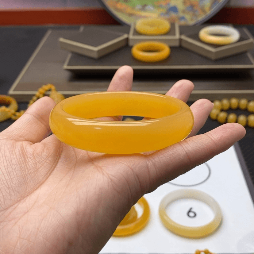 【闪购商品】石英质玉（黄龙玉）手镯未镶嵌?***?