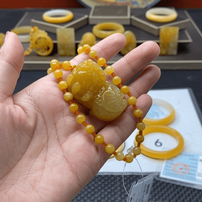 【闪购商品】石英质玉（黄龙玉）手链未镶嵌秀*