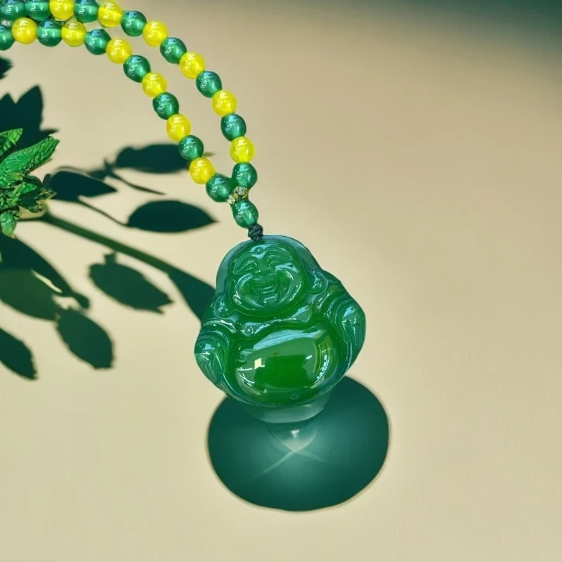 【为民珠宝】【赠证书+精美礼盒】BD004111冷萃冰花玉髓佛公吊坠