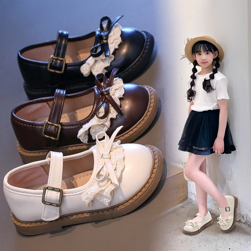女童小皮鞋儿童公主鞋2024秋季新款软底JK洛丽塔风小女孩方口单鞋