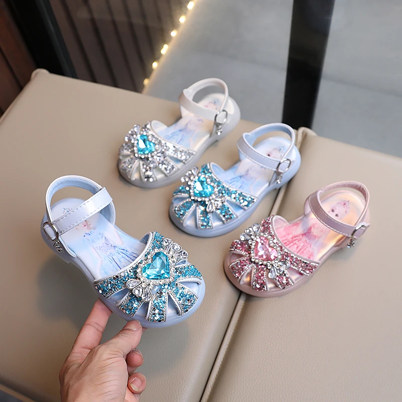 女童公主鞋软底宝宝包头凉鞋时尚水晶鞋2025夏季新款爱莎公主鞋