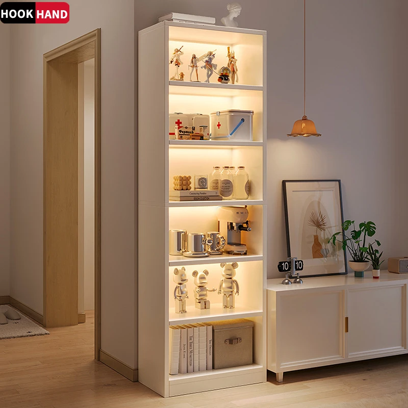 电视柜旁置物架家用书架简易落地收纳过道柜子客厅多层墙角书柜