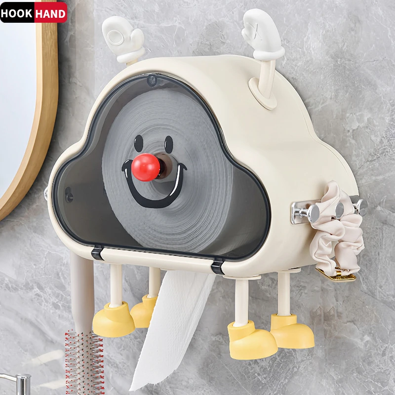 家用云朵洗脸巾收纳盒卫生间抽纸盒免打孔壁挂式多功能防尘纸巾盒